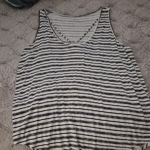 a.n.a Black and White Striped Tank Top